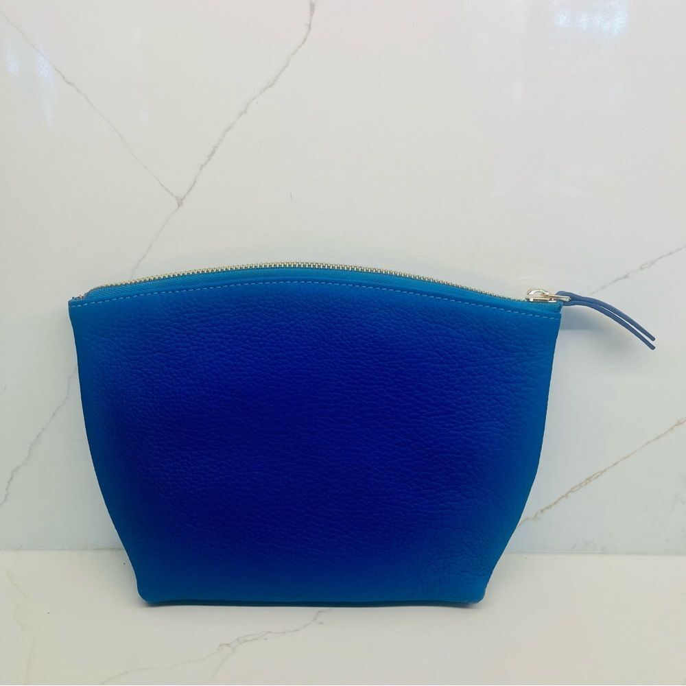 💙J’da Palm Beach Pebbled Leather Make-Up & Cosmetic Pouch- Colbalt Blue NWOT - Picture 3 of 5